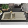Mexen Andres granite sink 1.5-bowl with drainer and Rita kitchen faucet, beige - 6515-69-670300-50