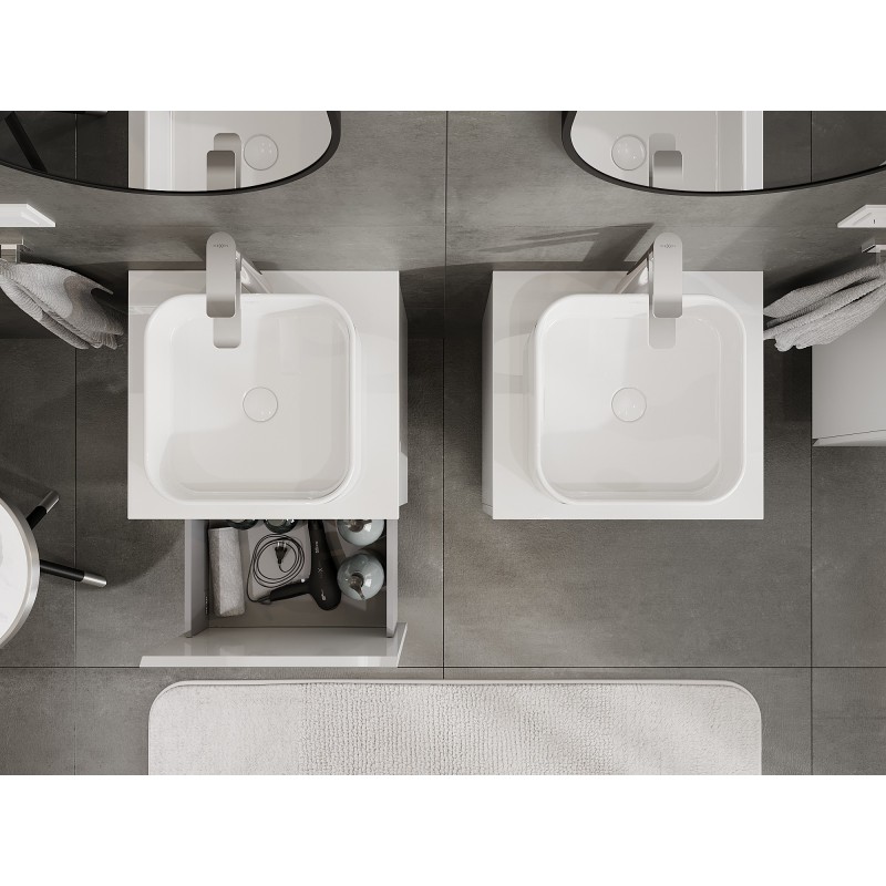 Mexen Orio bathroom cabinet under the sink 50 cm with countertop, 1 drawer, white gloss - 91A10-05047-1-BFC00