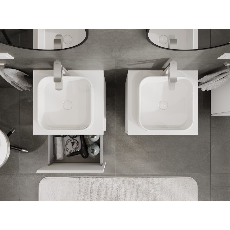 Mexen Orio bathroom cabinet under-sink 50 cm with countertop, 1 drawer, matte white - 91A10-05047-1-BFC01