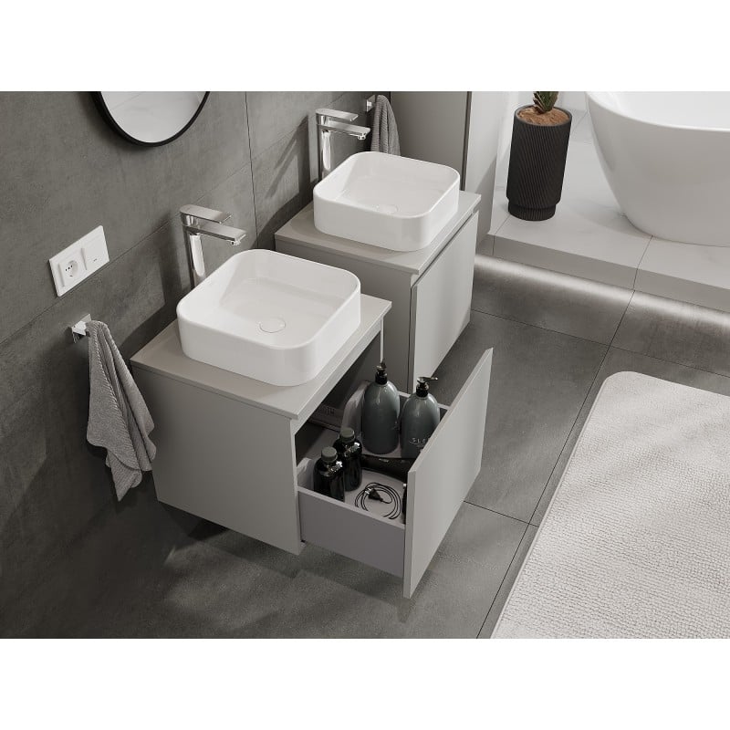 Mexen Orio bathroom cabinet under sink 50 cm with countertop, 1 drawer, matte grey - 91A10-05047-1-BFC62