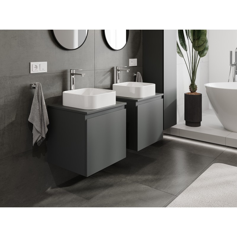 Mexen Orio bathroom cabinet under sink 50 cm with countertop, 1 drawer, matte graphite - 91A10-05047-1-BFC66