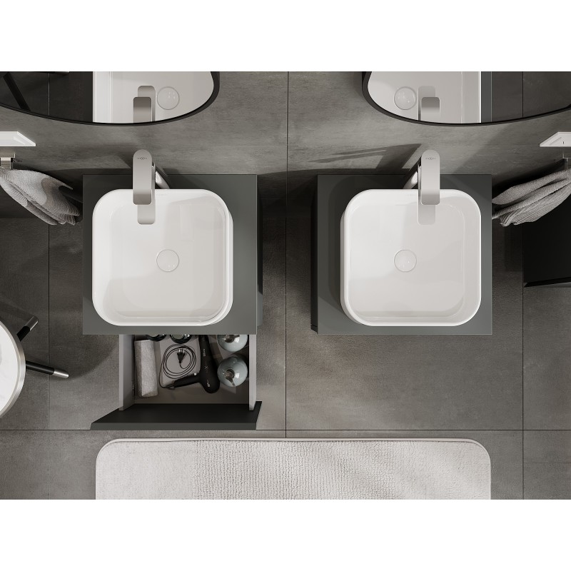 Mexen Orio bathroom cabinet under sink 50 cm with countertop, 1 drawer, matte graphite - 91A10-05047-1-BFC66