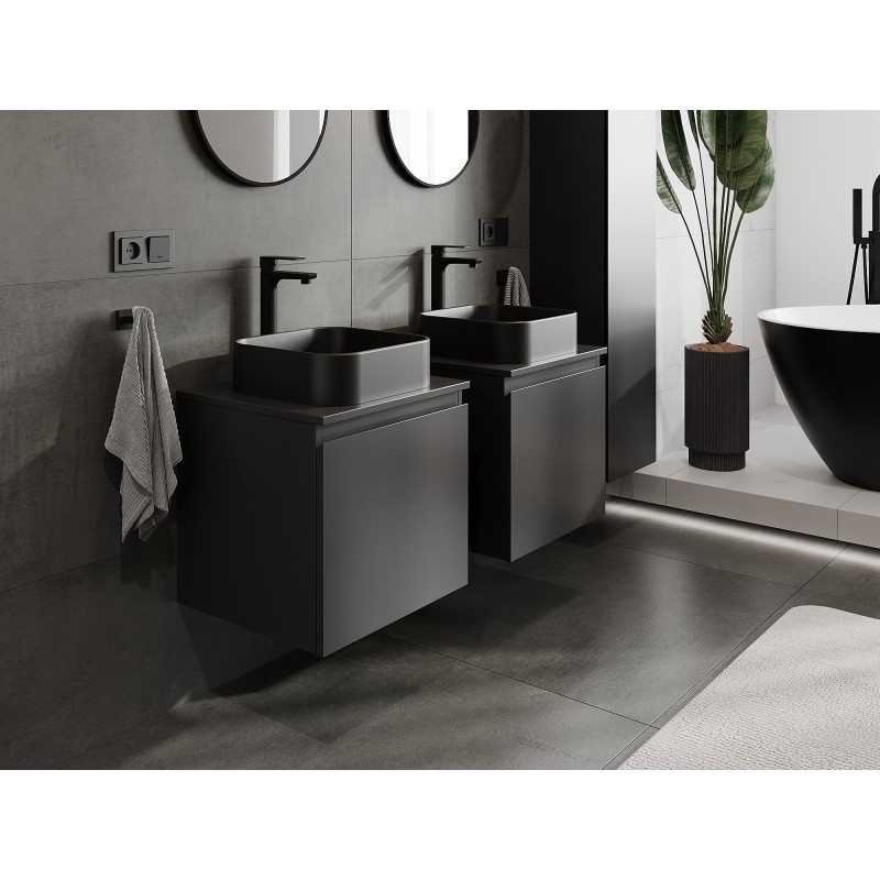 Mexen Orio bathroom vanity unit 50 cm with countertop, 1 drawer, black matte - 91A10-05047-1-BFC71