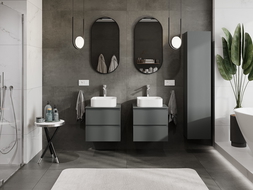 Mexen Orio bathroom cabinet under-sink 50 cm with countertop, 2 drawers, matte graphite - 91A10-05047-2-BFFC66