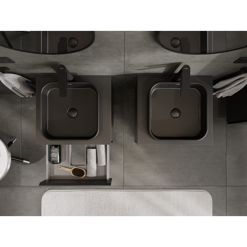 Mexen Orio 50 cm Bathroom Cabinet with Countertop, 2 Drawers, Black Matte - 91A10-05047-2-BFFC71