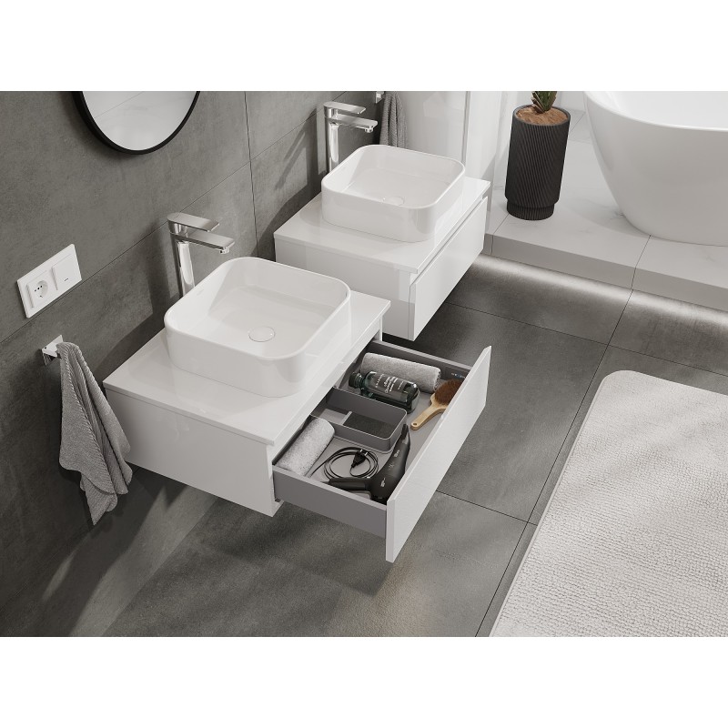 Mexen Orio bathroom cabinet for washbasin 60 cm with countertop, 1 drawer, white gloss - 91A10-06023-1-BFC00