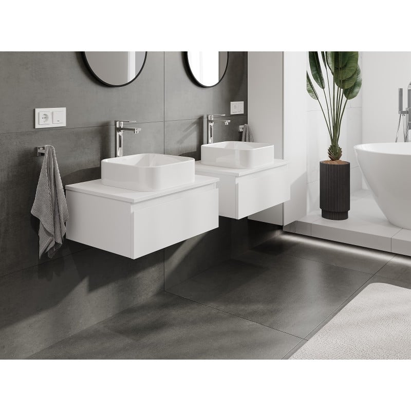 Mexen Orio bathroom cabinet under-sink 60 cm with countertop, 1 drawer, white matte - 91A10-06023-1-BFC01