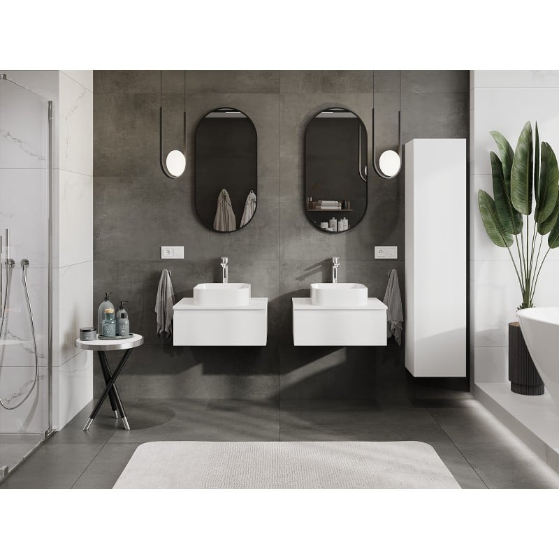 Mexen Orio bathroom cabinet under-sink 60 cm with countertop, 1 drawer, white matte - 91A10-06023-1-BFC01