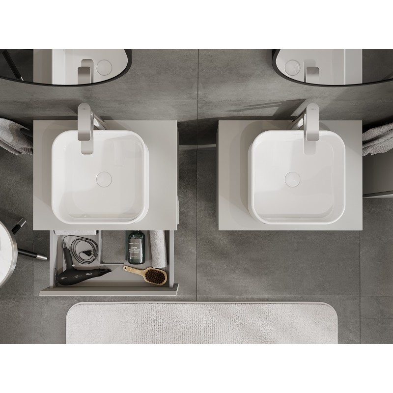 Mexen Orio 60 cm Vanity Unit with Countertop, 1 Drawer, Matte Grey - 91A10-06023-1-BFC62