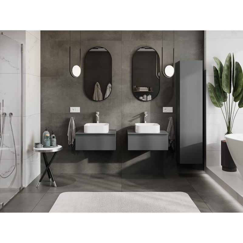 Mexen Orio bathroom cabinet 60 cm with countertop, 1 drawer, matte graphite - 91A10-06023-1-BFC66