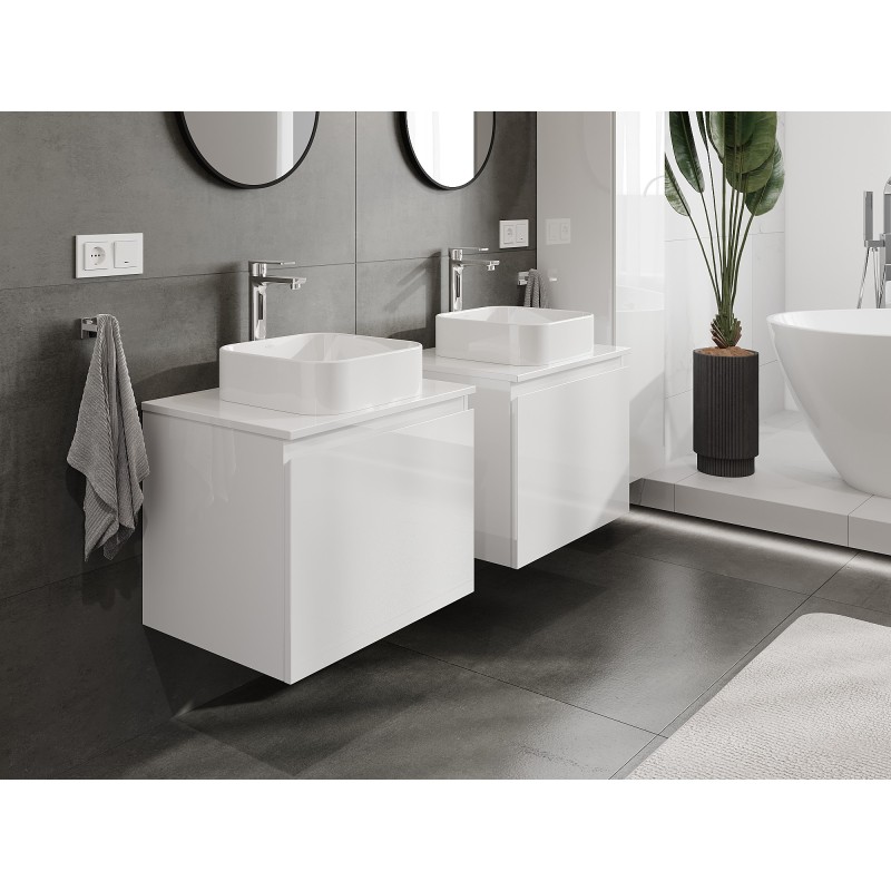 Mexen Orio bathroom cabinet for washbasin 60 cm with countertop, 1 drawer, white gloss - 91A10-06047-1-BFC00