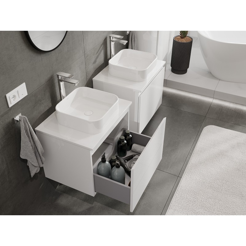 Mexen Orio bathroom cabinet for washbasin 60 cm with countertop, 1 drawer, white gloss - 91A10-06047-1-BFC00
