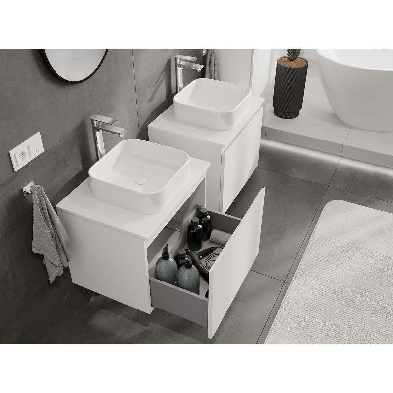 Mexen Orio Bathroom Cabinet for Sink 60 cm with Countertop, 1 Drawer, Matte White - 91A10-06047-1-BFC01