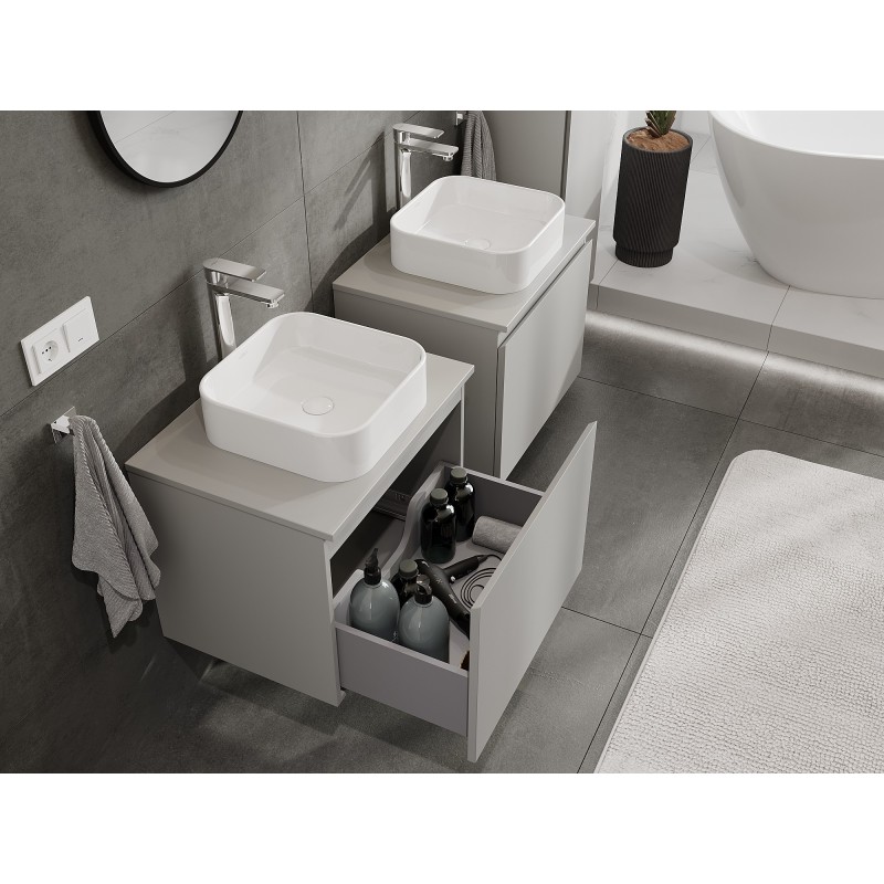 Mexen Orio 60 cm Bathroom Vanity Unit with Countertop, 1 Drawer, Matte Grey - 91A10-06047-1-BFC62