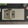 Mexen Andres granite kitchen sink 1.5-bowl with drainer and Rita kitchen faucet, beige - 6515-69-670300-70