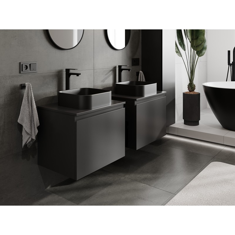 Mexen Orio bathroom cabinet under the sink 60 cm with countertop, 1 drawer, black matte - 91A10-06047-1-BFC71