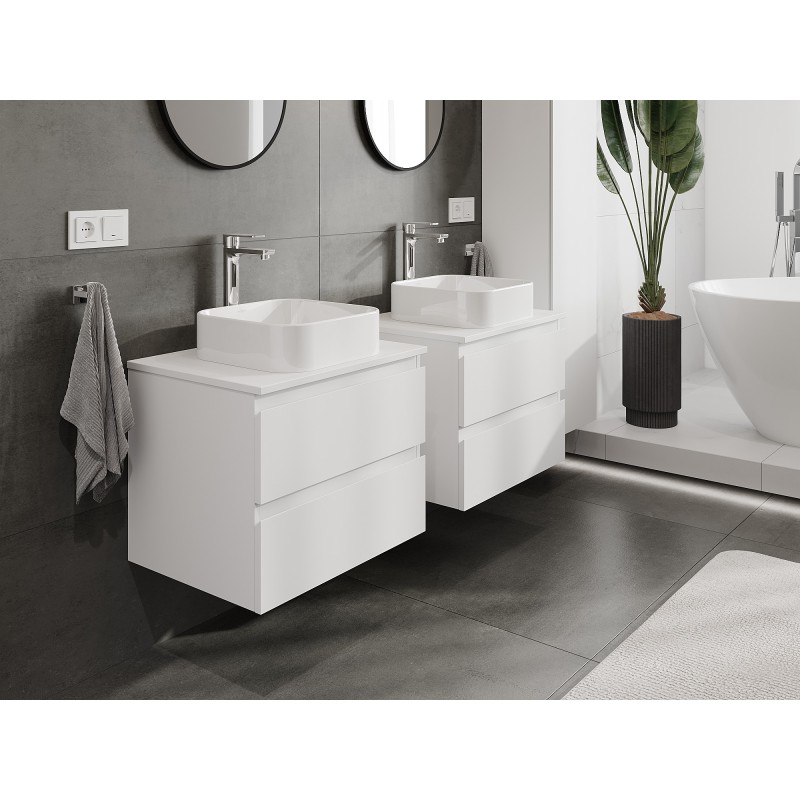 Mexen Orio bathroom cabinet under sink 60 cm with countertop, 2 drawers, matte white - 91A10-06047-2-BFFC01