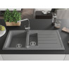 Mexen Andres granite sink 1.5-bowl with drainer and Rita kitchen faucet, gray - 6515-71-670300-00