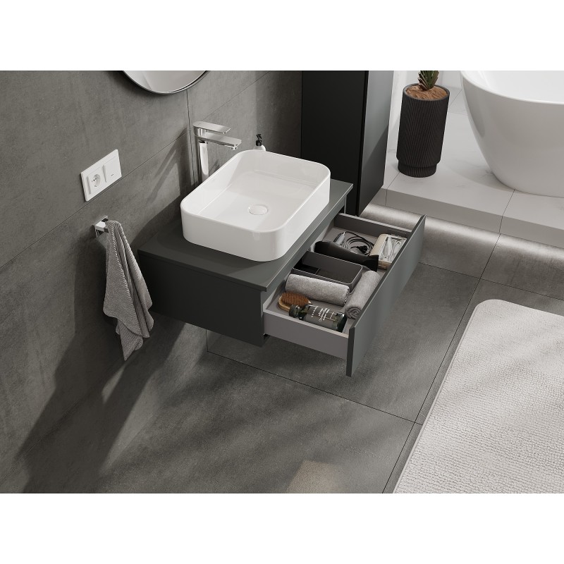 Mexen Orio bathroom cabinet for under washbasin 70 cm with countertop, 1 drawer, matte graphite - 91A10-07023-1-BFC66