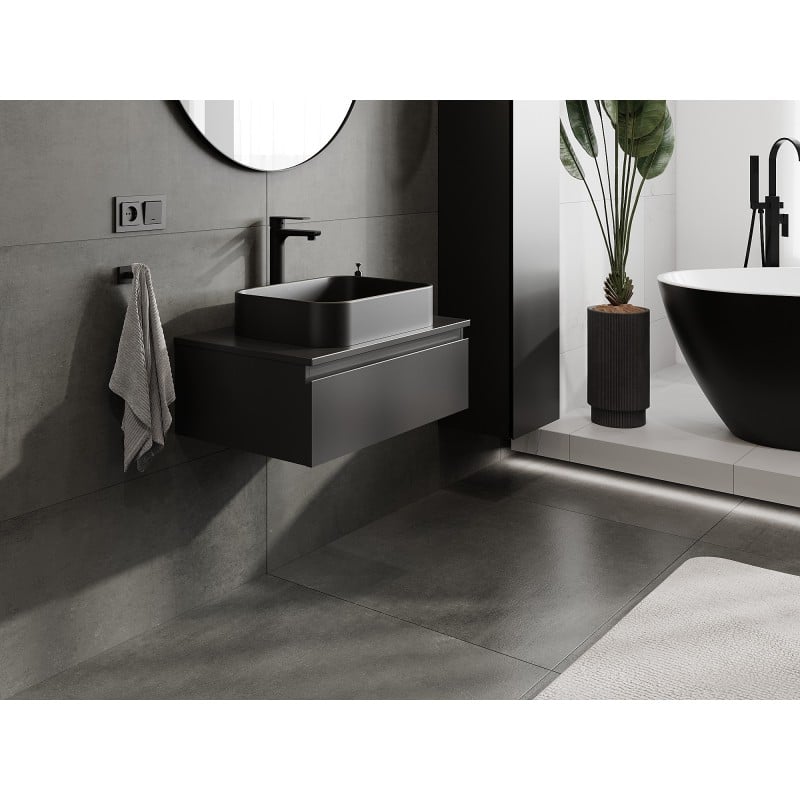Mexen Orio bathroom cabinet for washbasin 70 cm with countertop, 1 drawer, black matte - 91A10-07023-1-BFC71