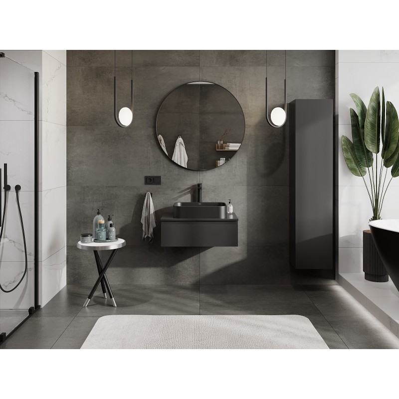 Mexen Orio bathroom cabinet for washbasin 70 cm with countertop, 1 drawer, black matte - 91A10-07023-1-BFC71