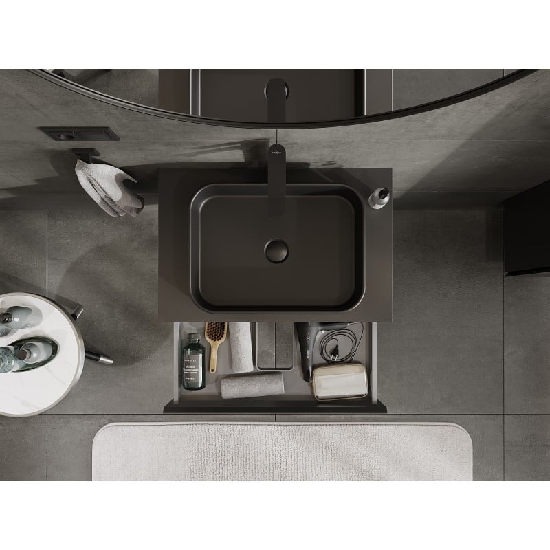 Mexen Orio bathroom cabinet for washbasin 70 cm with countertop, 1 drawer, black matte - 91A10-07023-1-BFC71