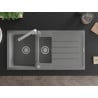 Mexen Andres granite sink 1.5-bowl with drainer and Rita kitchen faucet, gray - 6515-71-670300-00