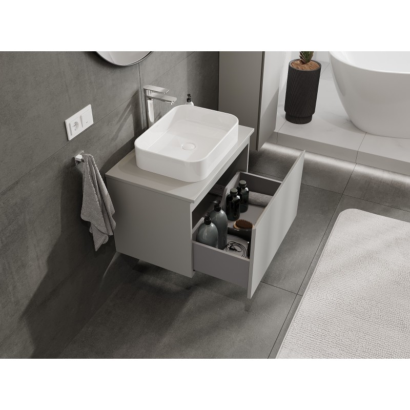 Mexen Orio bathroom cabinet for washbasin 70 cm with countertop, 1 drawer, grey matt - 91A10-07047-1-BFC62
