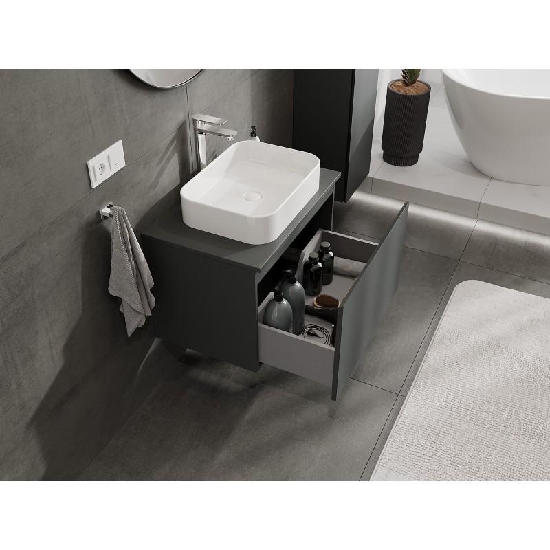 Mexen Orio bathroom cabinet under washbasin 70 cm with countertop, 1 drawer, matte graphite - 91A10-07047-1-BFC66