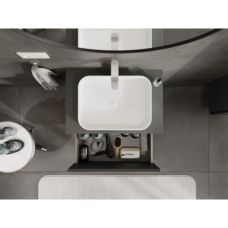 Mexen Orio bathroom cabinet under washbasin 70 cm with countertop, 1 drawer, matte graphite - 91A10-07047-1-BFC66