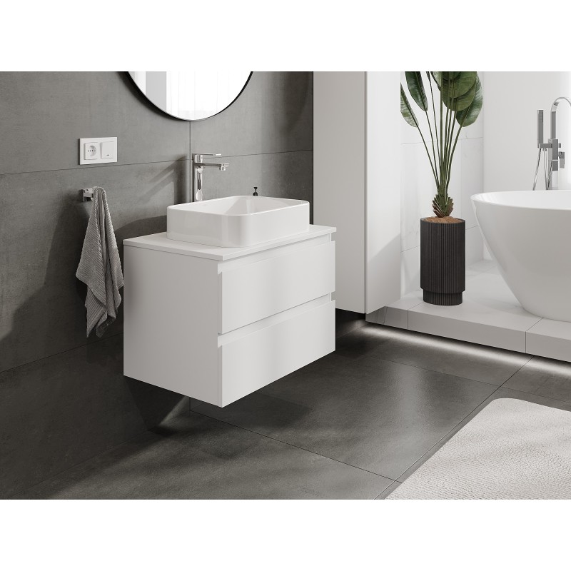Mexen Orio bathroom cabinet under-sink 70 cm with countertop, 2 drawers, white matte - 91A10-07047-2-BFFC01
