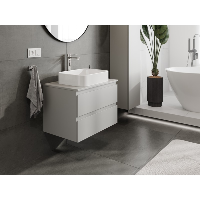 Mexen Orio bathroom cabinet under the washbasin 70 cm with countertop, 2 drawers, grey matte - 91A10-07047-2-BFFC62
