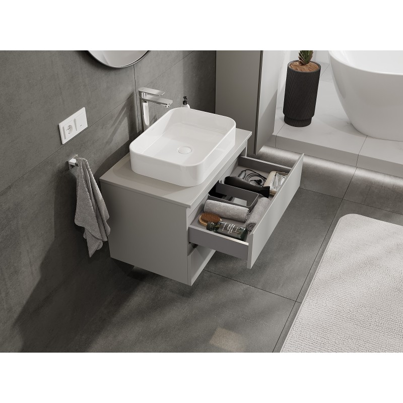 Mexen Orio bathroom cabinet under the washbasin 70 cm with countertop, 2 drawers, grey matte - 91A10-07047-2-BFFC62