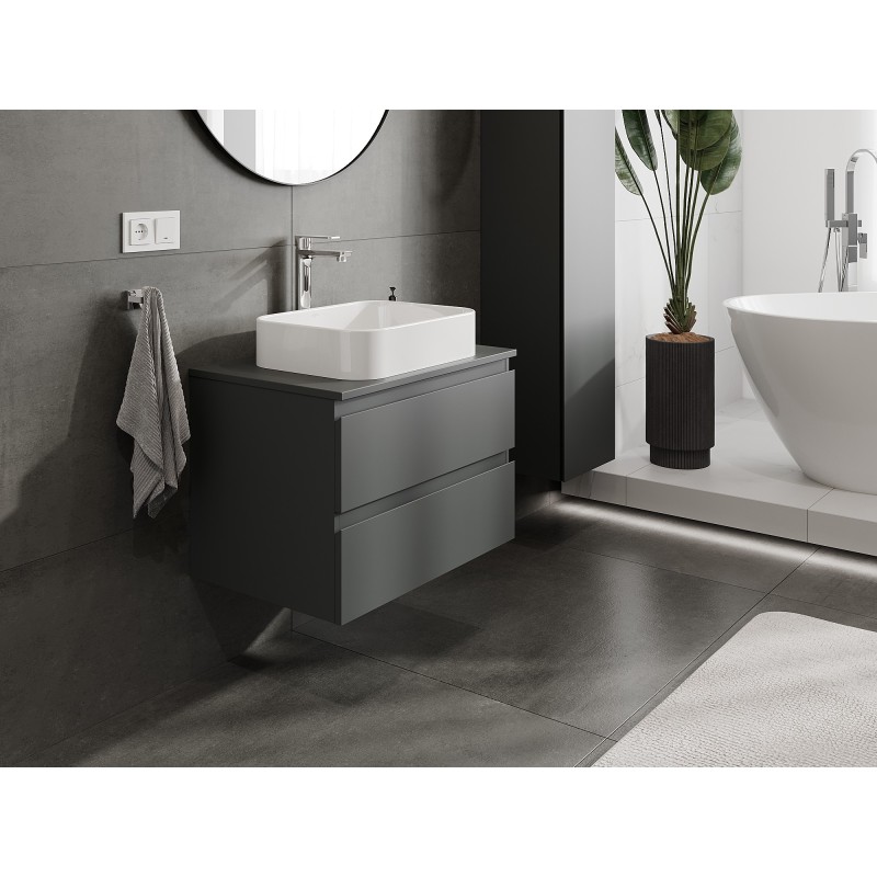 Mexen Orio bathroom cabinet 70 cm with countertop, 2 drawers, matte graphite - 91A10-07047-2-BFFC66