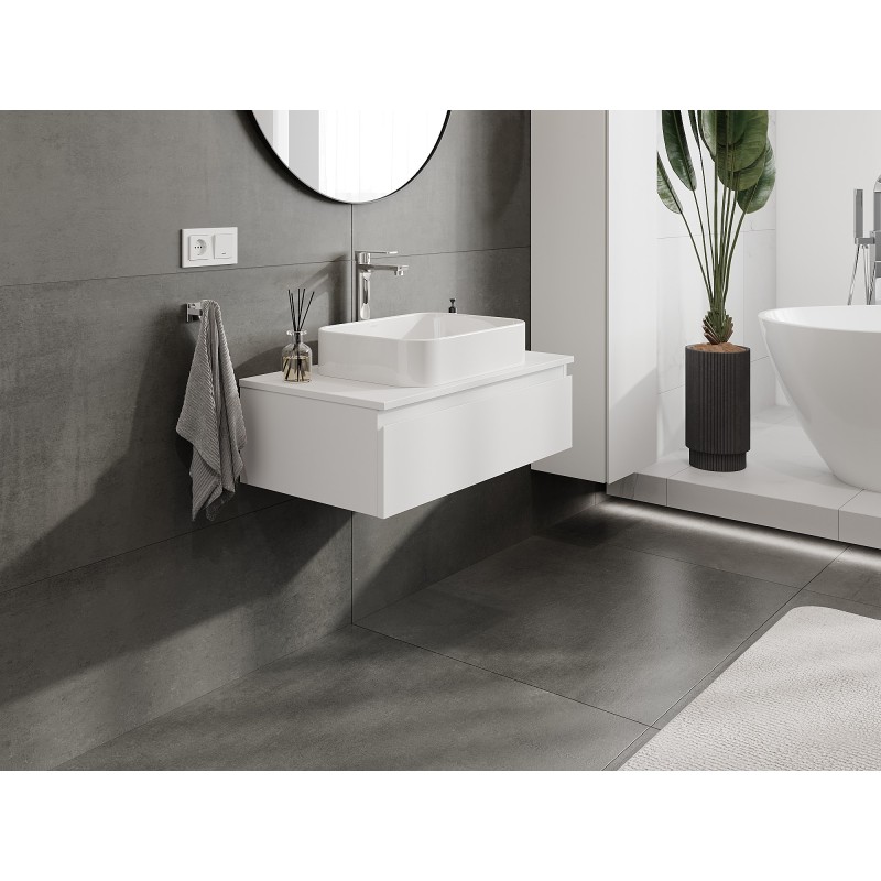 Mexen Orio bathroom cabinet under-sink 80 cm with countertop, 1 drawer, white matte - 91A10-08023-1-BFC01