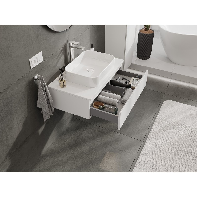 Mexen Orio bathroom cabinet under-sink 80 cm with countertop, 1 drawer, white matte - 91A10-08023-1-BFC01