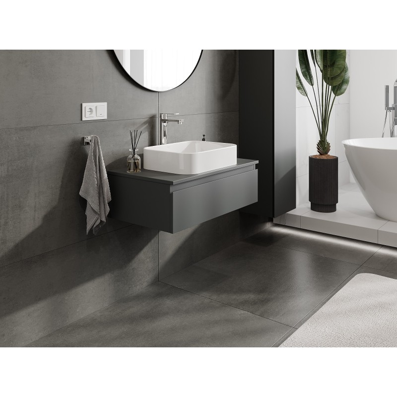 Mexen Orio bathroom cabinet under sink 80 cm with countertop, 1 drawer, matte graphite - 91A10-08023-1-BFC66