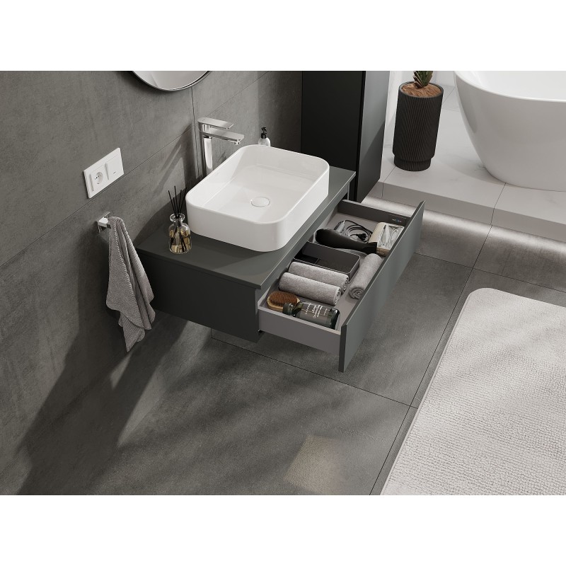 Mexen Orio bathroom cabinet under sink 80 cm with countertop, 1 drawer, matte graphite - 91A10-08023-1-BFC66