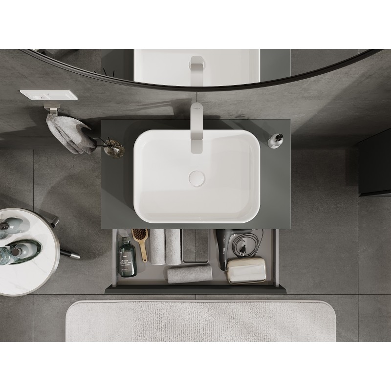 Mexen Orio bathroom cabinet under sink 80 cm with countertop, 1 drawer, matte graphite - 91A10-08023-1-BFC66