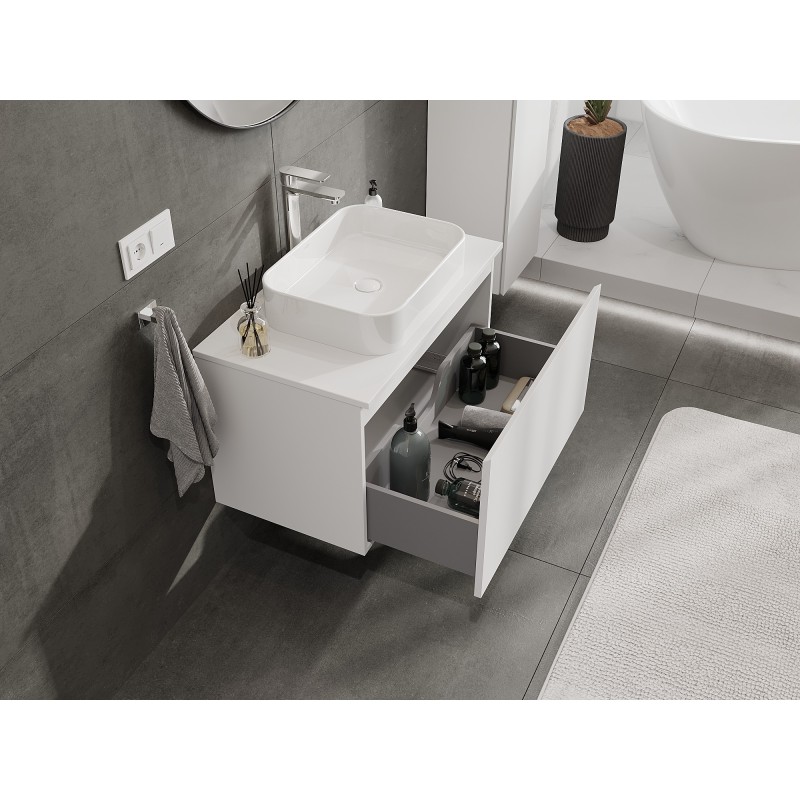 Mexen Orio bathroom cabinet for washbasin 80 cm with countertop, 1 drawer, matte white - 91A10-08047-1-BFC01