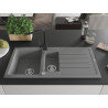 Mexen Andres granite sink 1.5-bowl with drainer and Rita kitchen faucet, gray - 6515-71-670300-70