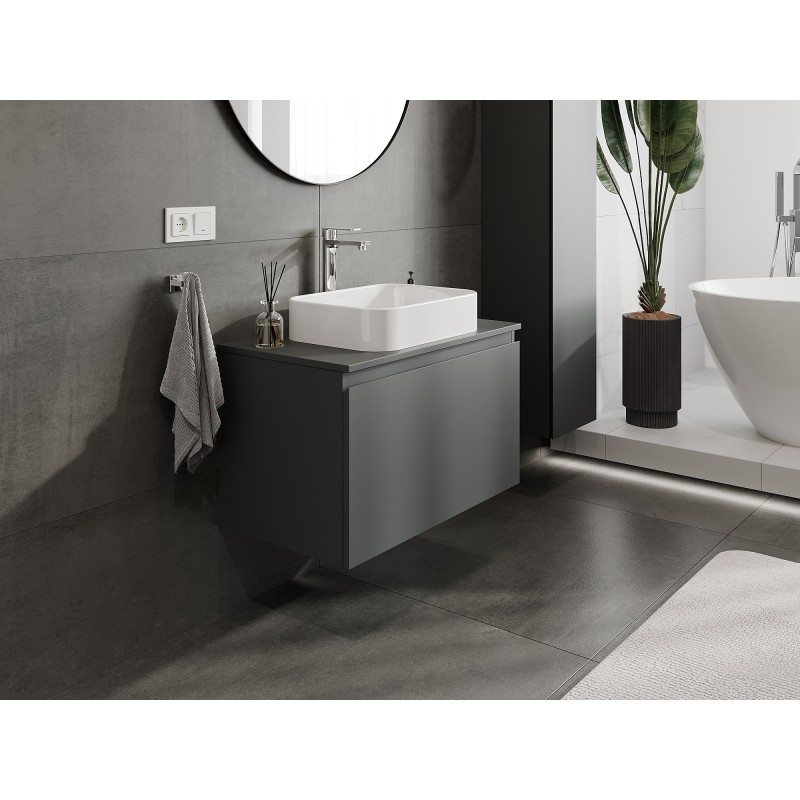 Mexen Orio bathroom cabinet 80 cm with countertop, 1 drawer, matte graphite - 91A10-08047-1-BFC66