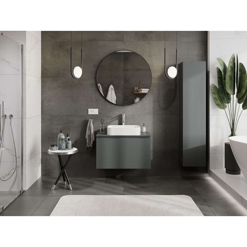 Mexen Orio bathroom cabinet 80 cm with countertop, 1 drawer, matte graphite - 91A10-08047-1-BFC66