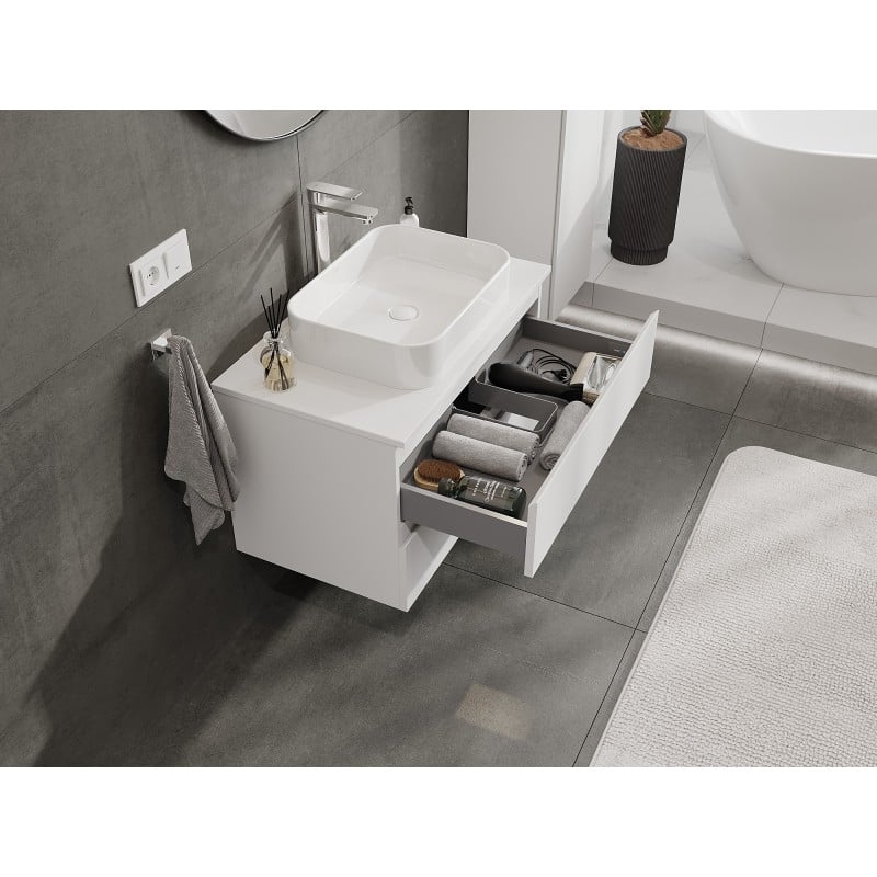 Mexen Orio 80 cm Under-Sink Bathroom Cabinet with Countertop, 2 Drawers, Matte White - 91A10-08047-2-BFFC01