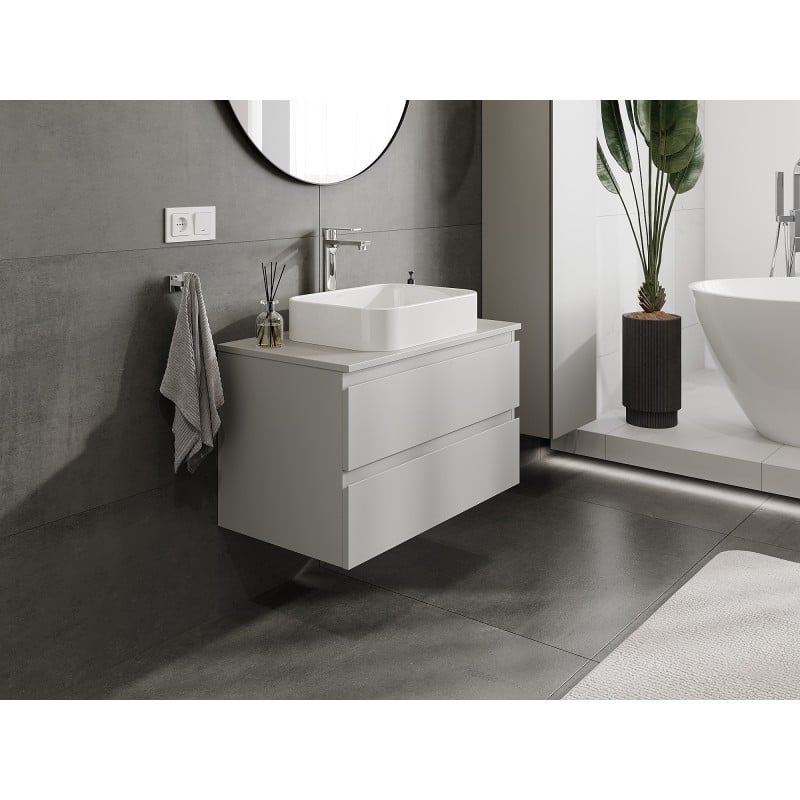 Mexen Orio bathroom cabinet under-washbasin 80 cm with countertop, 2 drawers, grey matte - 91A10-08047-2-BFFC62
