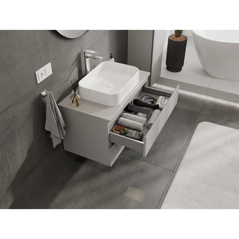 Mexen Orio bathroom cabinet under-washbasin 80 cm with countertop, 2 drawers, grey matte - 91A10-08047-2-BFFC62
