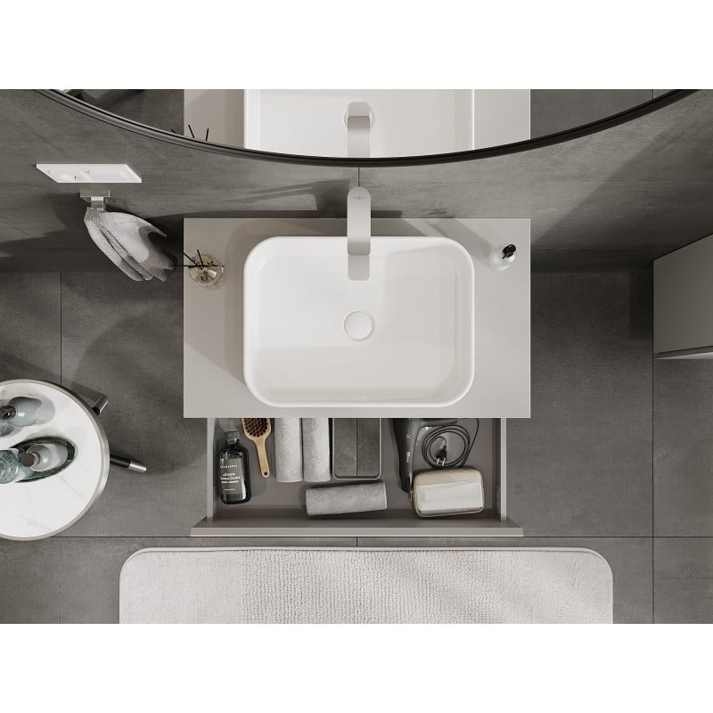 Mexen Orio bathroom cabinet under-washbasin 80 cm with countertop, 2 drawers, grey matte - 91A10-08047-2-BFFC62