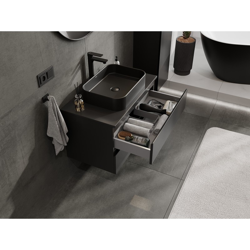 Mexen Orio bathroom cabinet with countertop 80 cm 2 drawers black matte - 91A10-08047-2-BFFC71