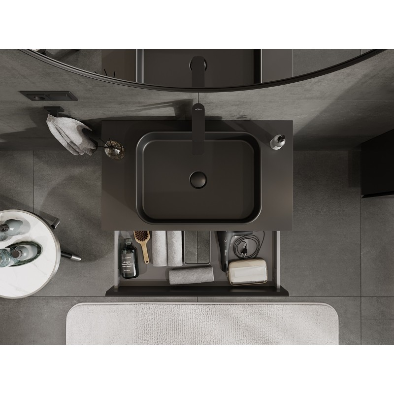 Mexen Orio bathroom cabinet with countertop 80 cm 2 drawers black matte - 91A10-08047-2-BFFC71