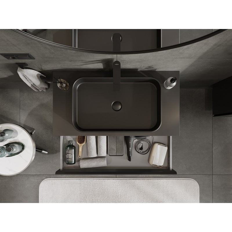 Mexen Orio bathroom cabinet 90 cm with countertop, 1 drawer, matte black - 91A10-09023-1-BFC71